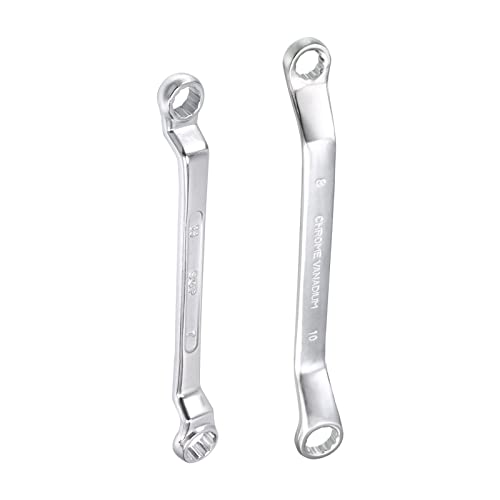 Image of sourcing map 5.5mm x 7mm and 8mm x 10mm Metric 12 Point Offset Double Box End Wrench Chrome Plated, Cr-V 2pcs