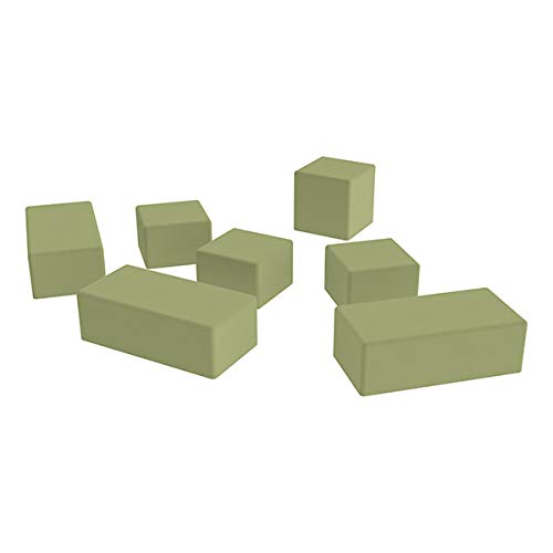 Image of Sprogs 12 inch H Structured Rectangle Stool -Flexible Modular Collaborative Soft Seating for Office, Home, Lounge and School Classrooms with Durable Frame & Set of 2 inch Legs Add-on - Fern Green
