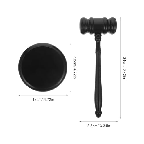 Martillo de juez de madera de haya con base circular para subastas y abogados 3