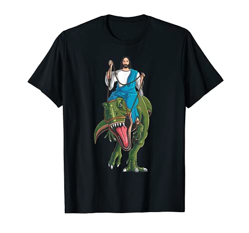 Dinosaurio de montar a caballo de Jesús | Divertido regalo para amantes de Christian Dino Camiseta