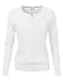 NINEXIS Womens Basic Crew Neck Long Sleeve Button Down Cardigan WHITE L