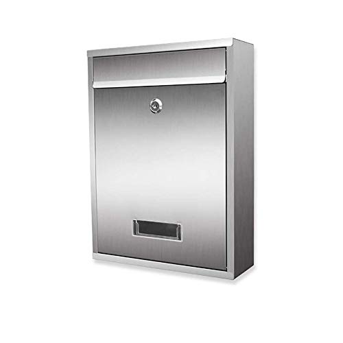 Locking Mailbox Wall Mount - Vertical Stainless Steel Drop Box with Key Lock - Metal Post Box for Secure Mail Delivery - Outdoor Wall-Mounted Mail Holder