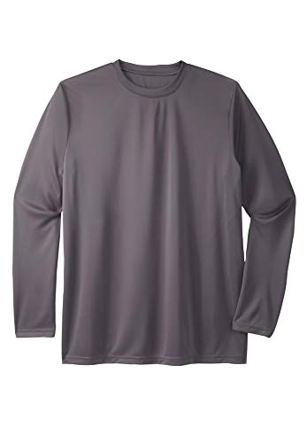 KingSize Men's Big & Tall No Sweat Long-Sleeve Crewneck Tee - 6XL, Charcoal