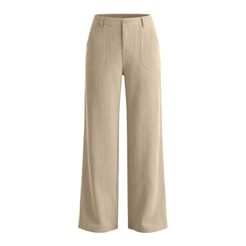 Corduroy Straight Leg Pants Women High Waisted Casual Pants With Pockets - image 6