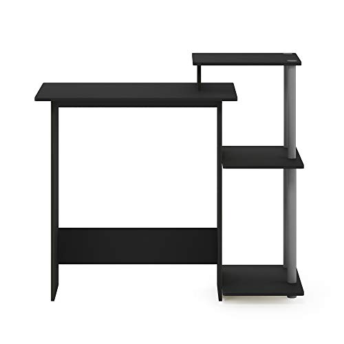 Furinno Efficient Home Laptop Notebook Computer Desk With Square Shelves, Black/Grey #TOP4
