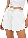 AUTOMET Womens Summer Shorts Casual Sweat Athletic Spring Outfits Beach Vacation Clothes Comfy Fall Fashion 2025 White S
