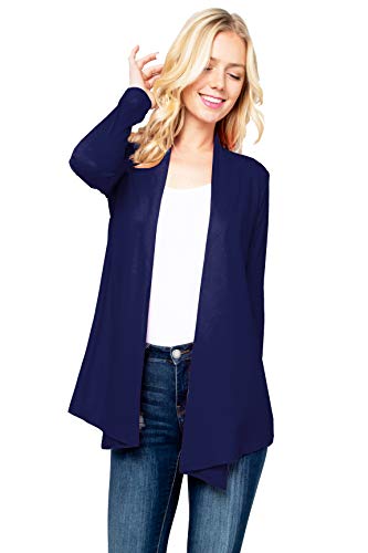 Image of Women's Drape Front Open Cardigan Long Sleeve (S-2X, Made in USA)