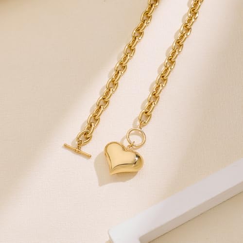 Gold Siver Heart Necklace for Women Trendy Chunky Choker Necklaces Jewelry for Women4