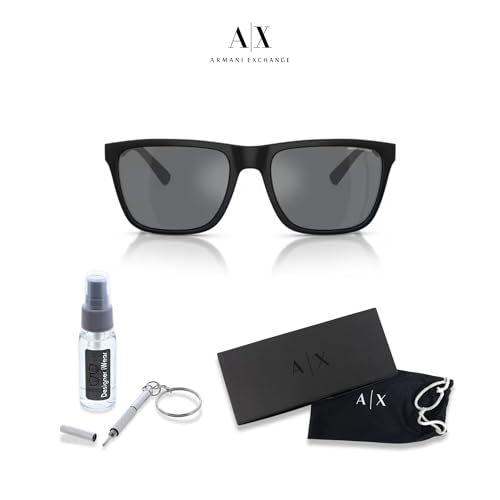 Armani Exchange AX4080S Square Sunglasses For Men +BUNDLE with ACCESSORY EYEWEAR KIT2