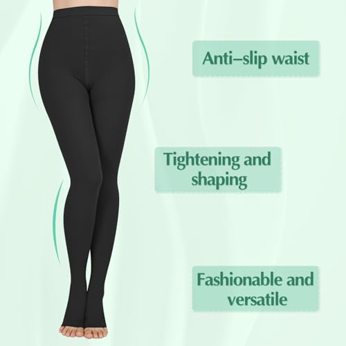 Image of 20 - 30mmHg Compression Pantyhose,1 Pair or 2 Pairs Comfortable Compression Leggings,Open Toe Design,Medical Waist High Compression Stockings for Edema, Varicose Veins, Swelling, Pregnant,Nurses, Athletes(Open Toe)