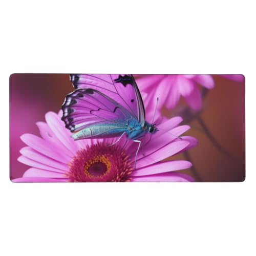 Tapis de souris de jeu étendu 90x40 cm violet floral pour bureau