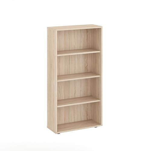KOMTO Regal 60 cm breit Sonoma Eiche - Bücherregal mit 4 Ebenen und Höhenverstellbare Regale, Standregal, Aufbewahrungsregal | Bookshelf Lumo 60 x 120 x 24 cm (BxHxT)
