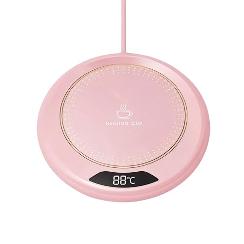 Electric Coffee Mug Warmer with Temperature Control, 24-Hour Constant Heat, 3 Temperature Settings for Hot Milk, Tea and Coffee, Pink