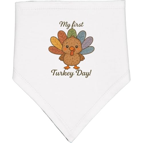 inktastic My First Turkey Day Cute Thanksgiving Baby Outfit Baby Bandana Bib