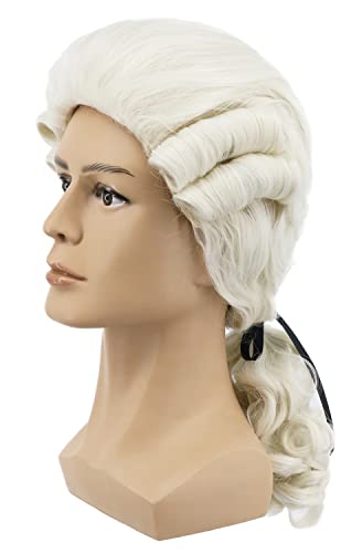 Perruque homme longue bouclée en fibres haute température pour costume du 18e siècle