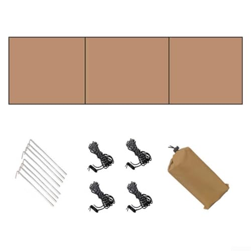 Cortavientos de camping para aventuras al aire libre, tela Oxford ligera, configuración con cuerdas y anclajes al suelo (tipo C caqui)