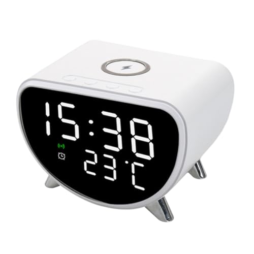 Despertador con carga inalámbrica, reloj despertador de cargador inalámbrico | Reloj de mesita de noche con medidor de temperatura - Temporizador de sueño, estación de cargador inalámbrica rápida de 1