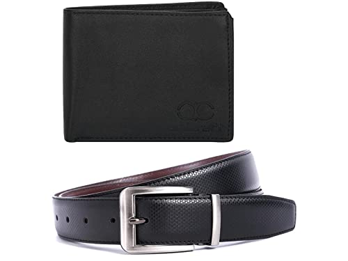 Image of Amicraft PU Leather Men's Combo Pack Of Wallet & Reversible Belt Gift Set