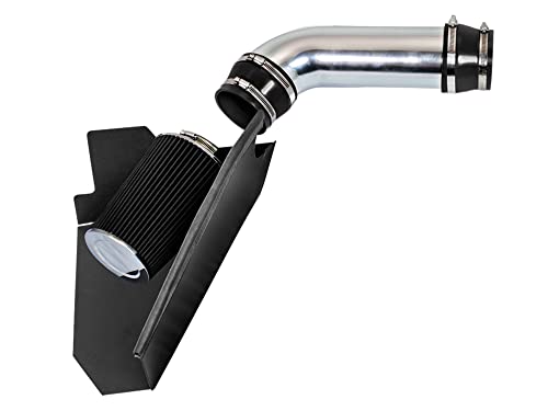Cold Air Intake System with Heat Shield Kit + Filter Combo BLACK Compatible For 96-00 Chevy C/K 1500/2500/3500 V8 5.0L/5.7L