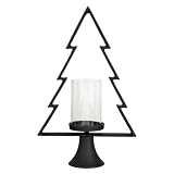 EGLO LIVING Deko Baum Mukayle, Tannenbaum mit Kerzenhalter, Weihnachtsdeko Fensterbank, Wohnzimmerdeko Weihnachten für Stumpenkerzen, Metall in Schwarz, H 50 cm