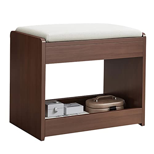 Banco moderno de madera rectangular con asiento acolchado premium para tocador