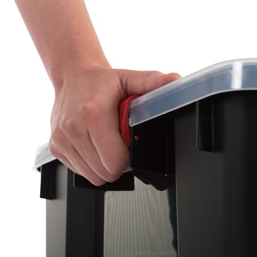 Iris Ohyama, Scatole Portaoggetti Ermetiche in Plastica, 70L, Set di 2, Nero, Coperchio Impermeabile, con Chiusura, Impilabile, Per Esterni, Garage, Vestiti, Antipolvere, Senza BPA, AT-LD - Immagine 4