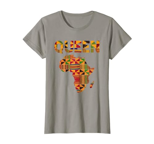 Cool African Queen Art Kente Cloth Africa Ghana Kids Women T-Shirt, Women, Slate Grey, Small
