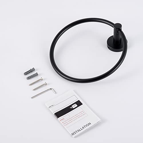 KES Matte Black Towel Ring Hand Towel Holder for Bathroom, Kitchen Bath Towel Holder Hangers Heavy Duty Storage Round Wall Mount SUS 304 Stainless Steel, A2180DG-BK