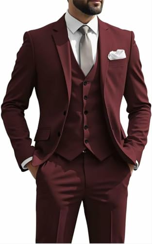 Mens Suits 3 Piece Suit Men Slim Fit Wedding Prom Suits Notch Lapel Two Button Blazer Jacket Vest Pants Set