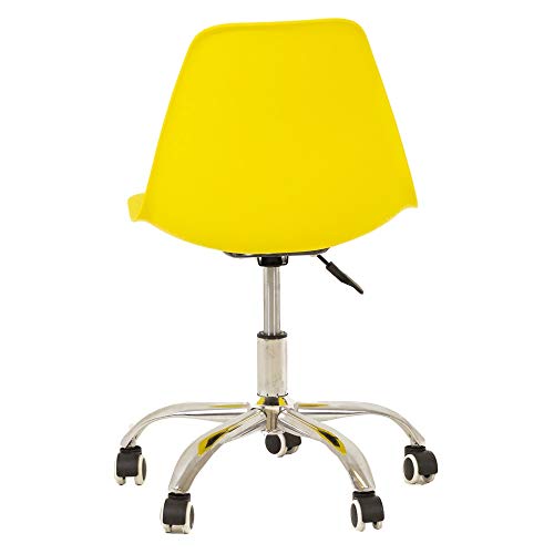 Cadeira De Escritório Eames Giratória Rodízio Amarela
