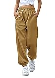 Fleece Sweatpants Women Soft Comfy Jogger Workout High Waist Sporty Fashion Trendy Gym Athletic Fit Juniors Lounge Pants Khaki S