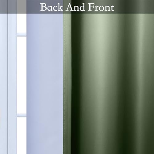 Image of SimpleHome Ombre Gradient Sage Green White to Gray Curtains Bedroom 52Wx84L | Room Darkening Curtains,Light Blocking Thermal Insulated Grommet Window Curtains for Living Room,2 Panels,84 Inches Length