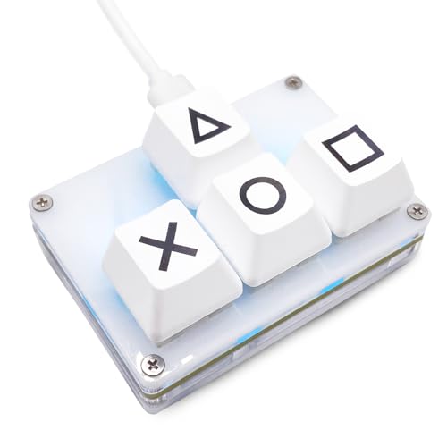 BTXETUEL Mini 4-Key Keypad WASD Arrow Key Keycaps Keyboard One-Handed Mechanical Gaming Keypad Programmable USB-C Customized Keyboard for Working or Gaming (White, X-B Keycaps)