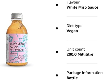 Nojó White Miso Sauce  Vegan Japanese Sauce - Delicious Sweet and Savoury Flavours for Vegetables, Stir Frys and Salads  1 x 200ml Glass Bottle - Dairy & Gluten Free