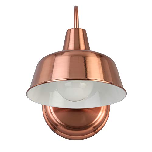 Image of Design House Mason Farmhouse Gooseneck Barn Light, Outdoor Exterior Porch or Patio Wall Light Fixture, Copper Paint, 8 Inch Diameter, 1-Pack, 588434 | , Wall Mount, Modern Farmhouse, Steel, Lighting, 588434