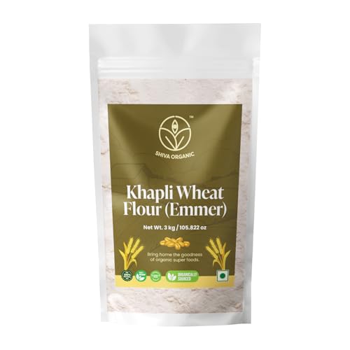 Image of Shiva Organic Khapli Wheat Flour (3 kg) | High Dietary Fiber for Easy Digestion | Stoneground Emmer Wheat Flour | Khapli Atta