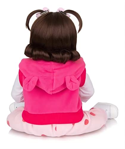 Bebê Reborn Boneca Menina de Silicone Original Pode dar Banho (Menina Girafa 48cm)