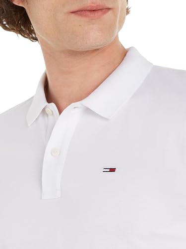 Tommy Jeans Herren Poloshirt Kurzarm Slim Fit, Weiß (White), 6XL – Ansicht 3