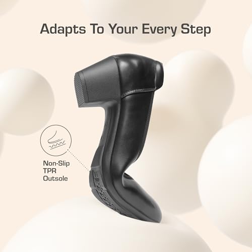 DREAM PAIRS Arch Support Low Chunky Block Work Dress Pumps,Black,7.5 angle 8