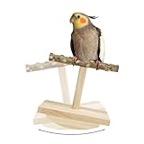 Natural Wood Bird Perch Stand,Rocking Perch for Birds,Intelligence Puzzle Training Wood Parrot Tumbler Toy,Bird Stand Swing Playstand Birds Accessories for Parakeets,Cockatiels,Budgies,Conures(Small)