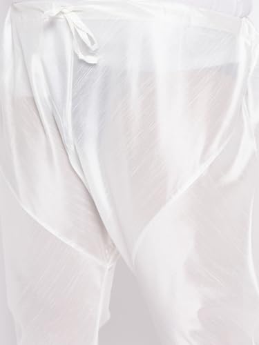 Image of Vastramay Plus Men's White Silk Blend Kurta Pyjama Set VPLUSMKWH001nPBL 44 | Independence Day