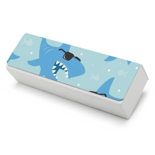 Étui à lunettes rigide et compact motif requin pour déplacements professionnels