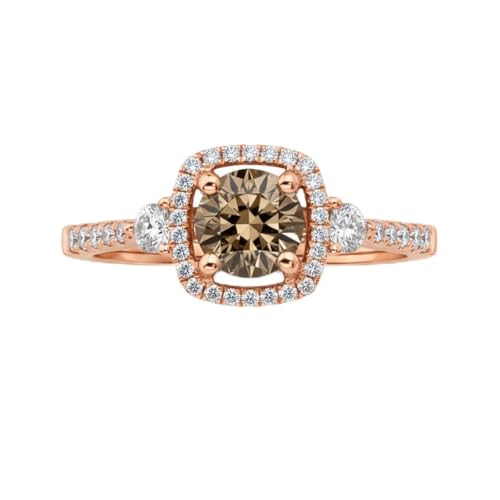 Purple Star Cushion Cut Chocolate Brown Diamond Ring Halo Diamond Ring Engagement & Wedding Ring For Women's 14K Solid Rose Gold Plated Handmade Jewelry (7)