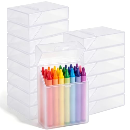 Image of Clabby 16 Pcs Clear Plastic Crayon Boxes Hold 24 Count, Clear