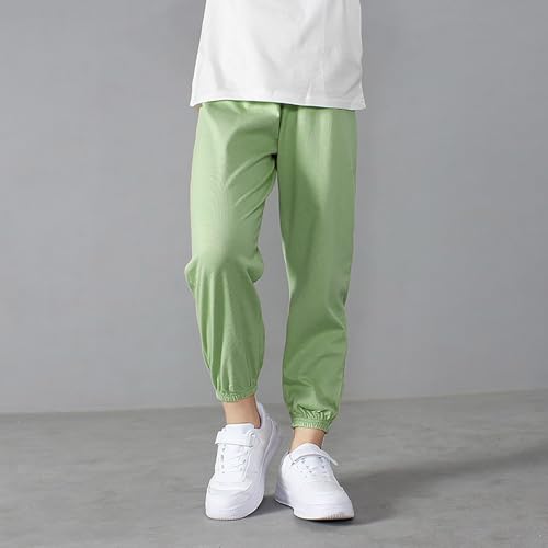 Boys Girls Plain Cotton Pants Elastic Waist Lightweight Pants Athletic Active Joggers Solid Casual Loose Trouser2