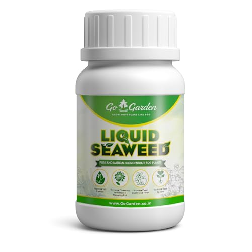 Go Garden Organic Seaweed Liquid Concentrate – Kelp Extract Fertilizer for Indoor & Outdoor Plants – Boosts Growth, Flowering & Root Health – 250ml Makes up to 25 Gallons