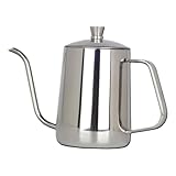 STOBAZA Kaffeekanne mit Langem Auslauf Handfilter Kaffeekessel für Präzises Brühen Geeignet für Induktions und Gasherd Rostfreies Material für Kaffee und Teeliebhaber