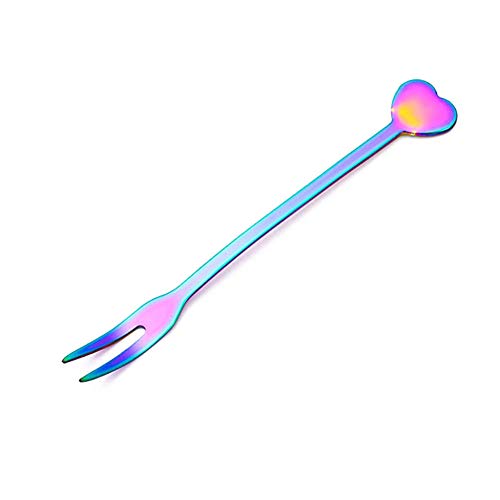JZTRADING Tenedores Postre Tenedor de Torta Cóctel Conjuntos Pequeñas Horquillas De Acero Inoxidable Tenedores Cubiertos Juego de Cubiertos -Pastel de Tenedor Color