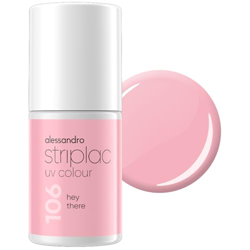 alessandro Striplac UV-Nagellack Hey There - Deckend & Kratzfest bis zu 15 Tage - Leichtes Auftragen - Schonende Abziehtechnologie - Vegan - Rosa, 6,5ml