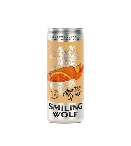 Smiling Wolf Feel Good Alcohol Alternative Ready to Drink Aperitivo Spritz 12x250ml | Alcohol Free Cocktail | Mood Enhancing Natural Nootropics & Vitamins